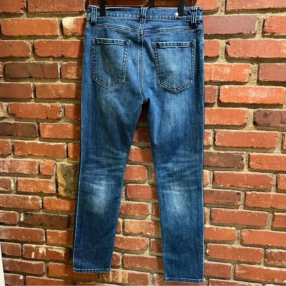 CAbi Womens Jeans Tuxedo High Rise Straight Leg Stretch Denim Blue Size 6-FLAWED
